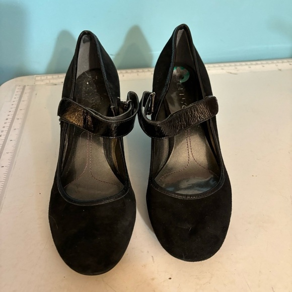 DKNYC Christina women’s black suede wedge heel ballet shoes in size 8 - Picture 6 of 13